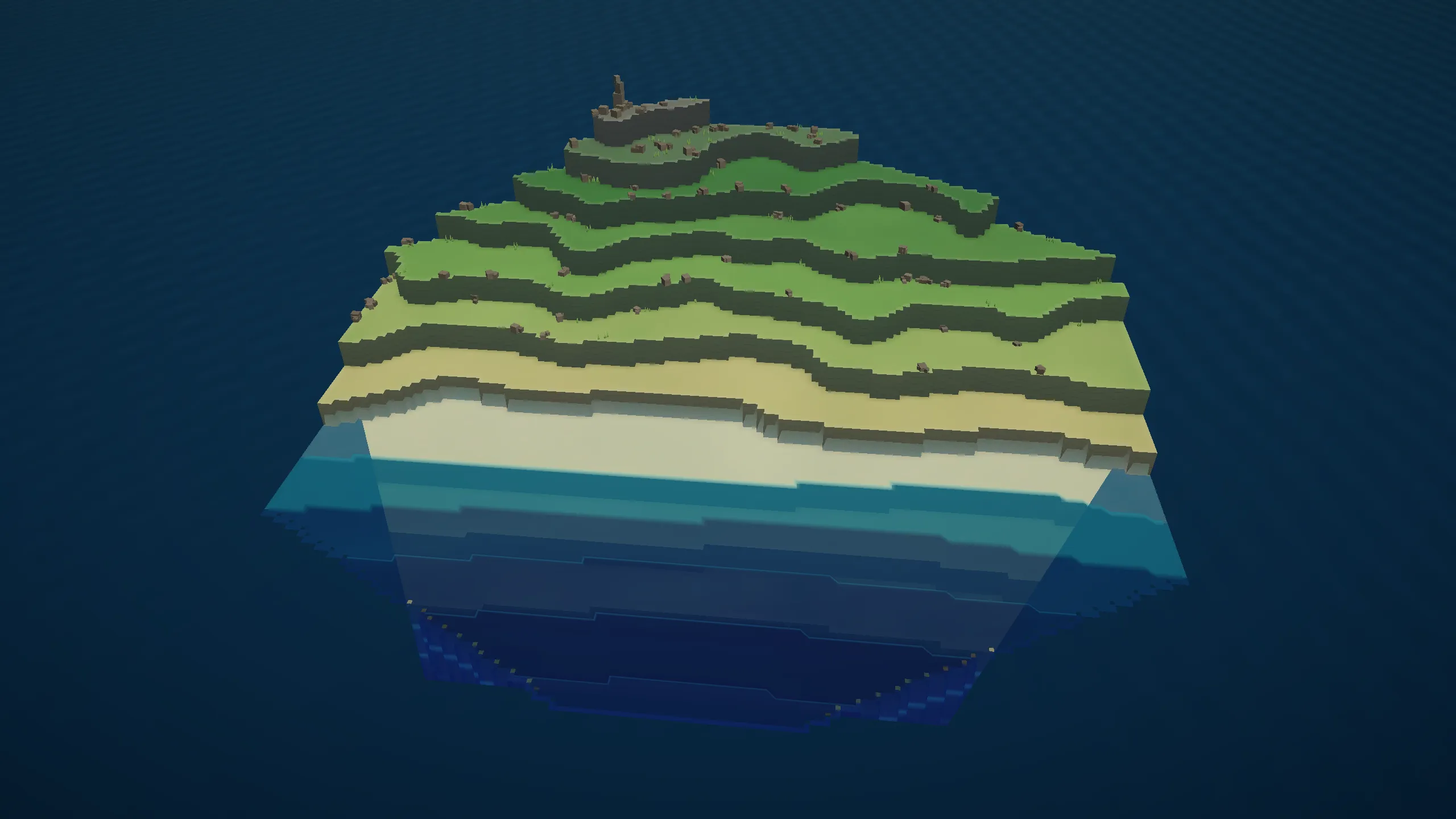 A coastal tile, the sea flooding the low southern half