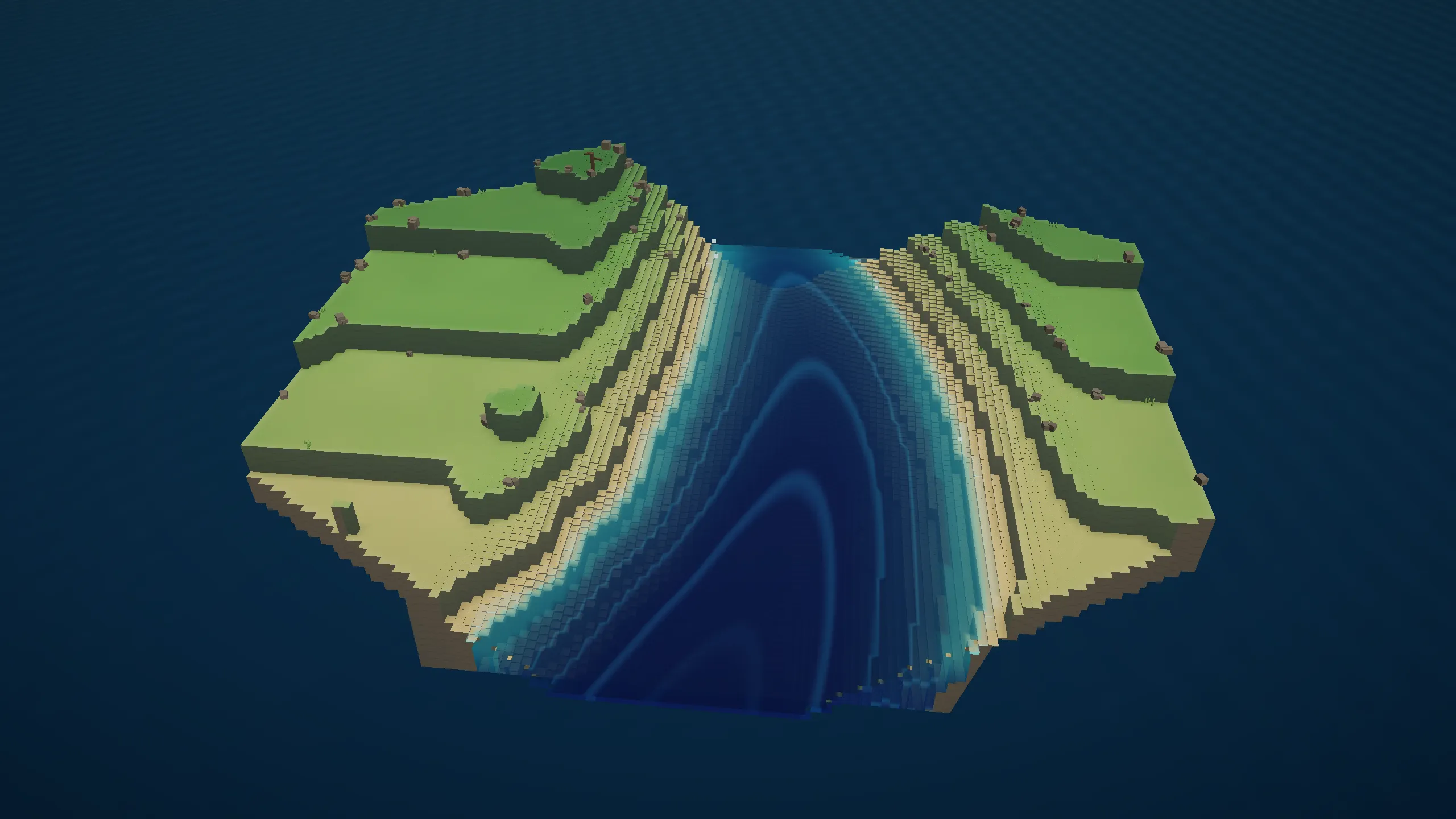 A river valley tile, water pushing down the channel