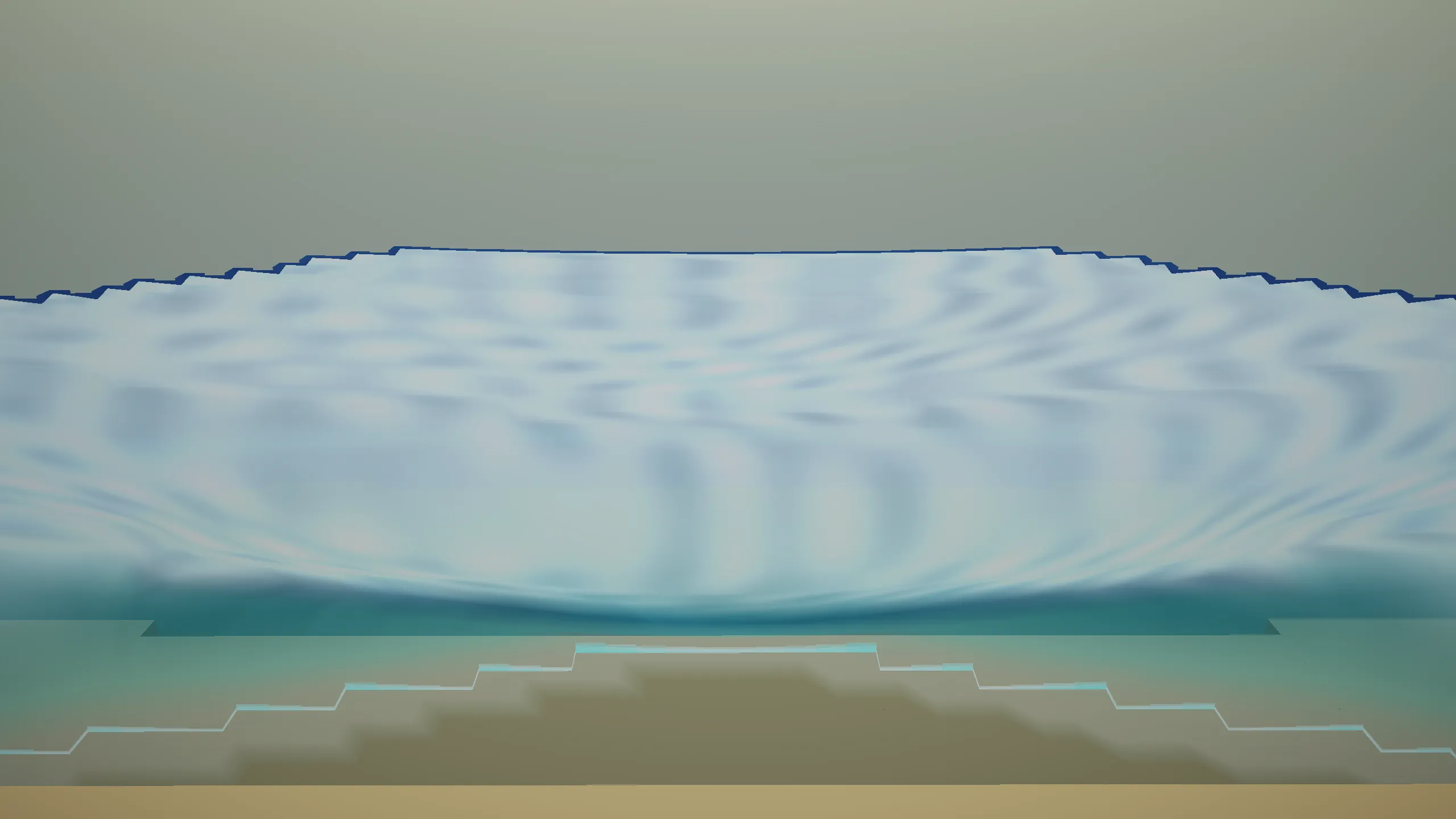 Luminous swell crossing drowned shallows