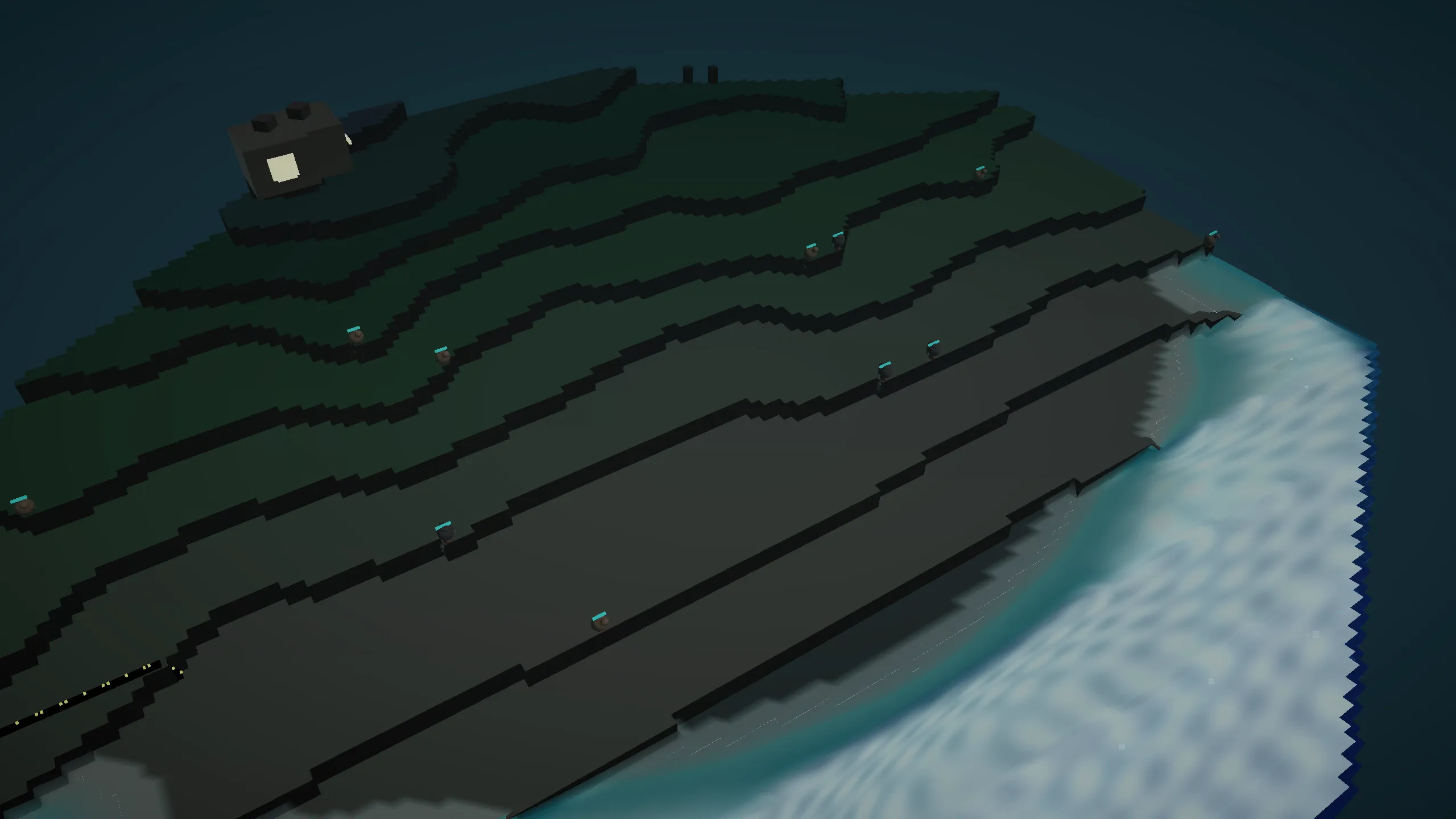 Storm-lit island holding against a pale sea