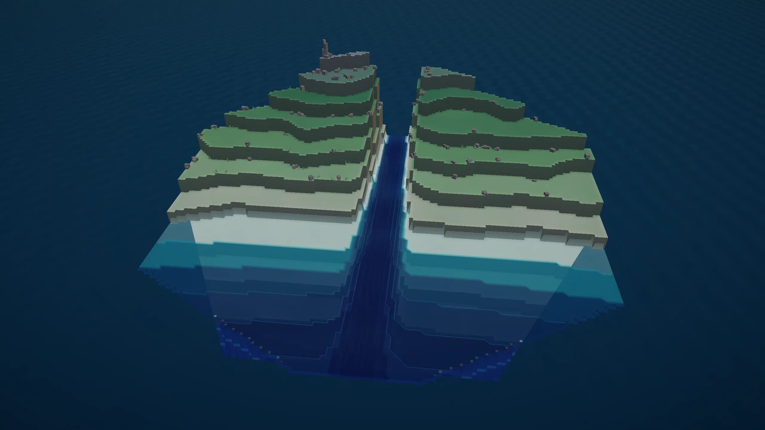 A fjord tile, a deep channel splitting two plateaus